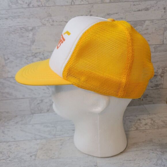 Vintage Gibson's Mesh Trucker Hat Cap Yellow White Snapback - Picture 3 of 9